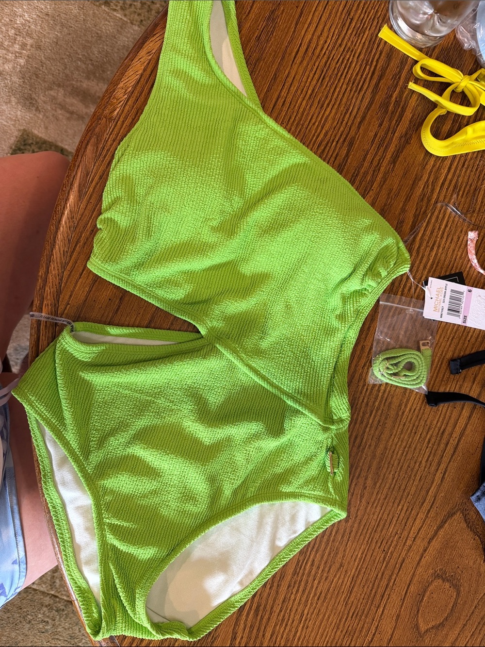 MICHAEL Michael Kors Neon Green Textured One-Piece Swimsuit